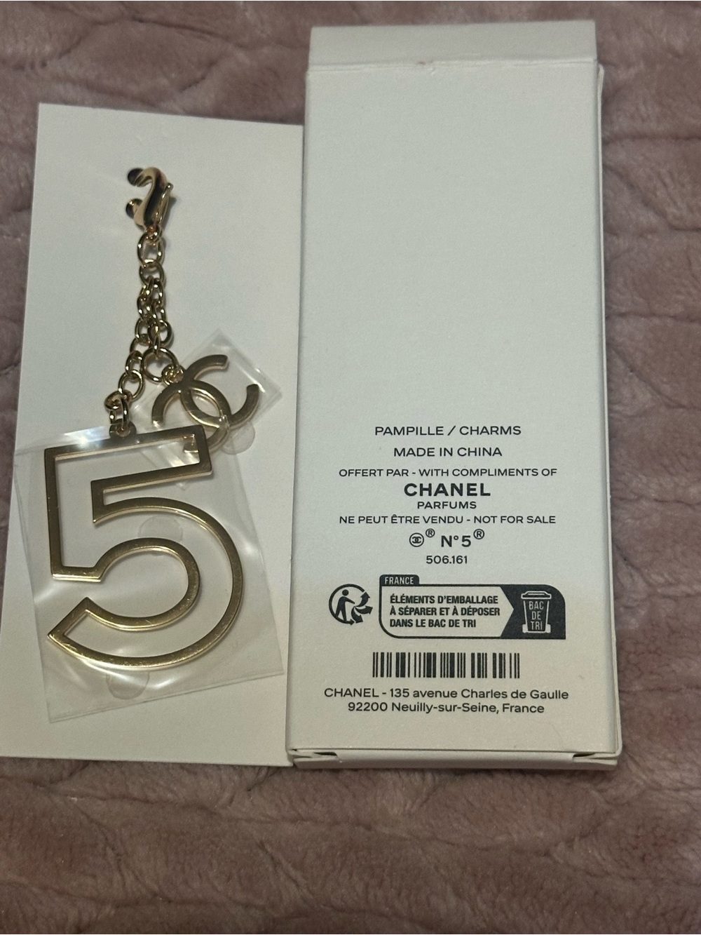 CHANEL Gold Number 5 Keychain Charm with CC Accent - Picture 3 of 3